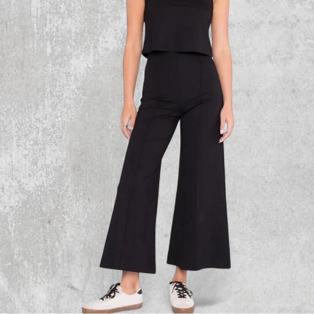 Ripley Rader Black Ponte Knit Wide Leg Cropped Pants Size 1+ XL Pull-On Trousers